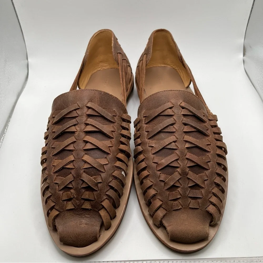NIB Nisolo Brown Woven Leather Huarache Sandals